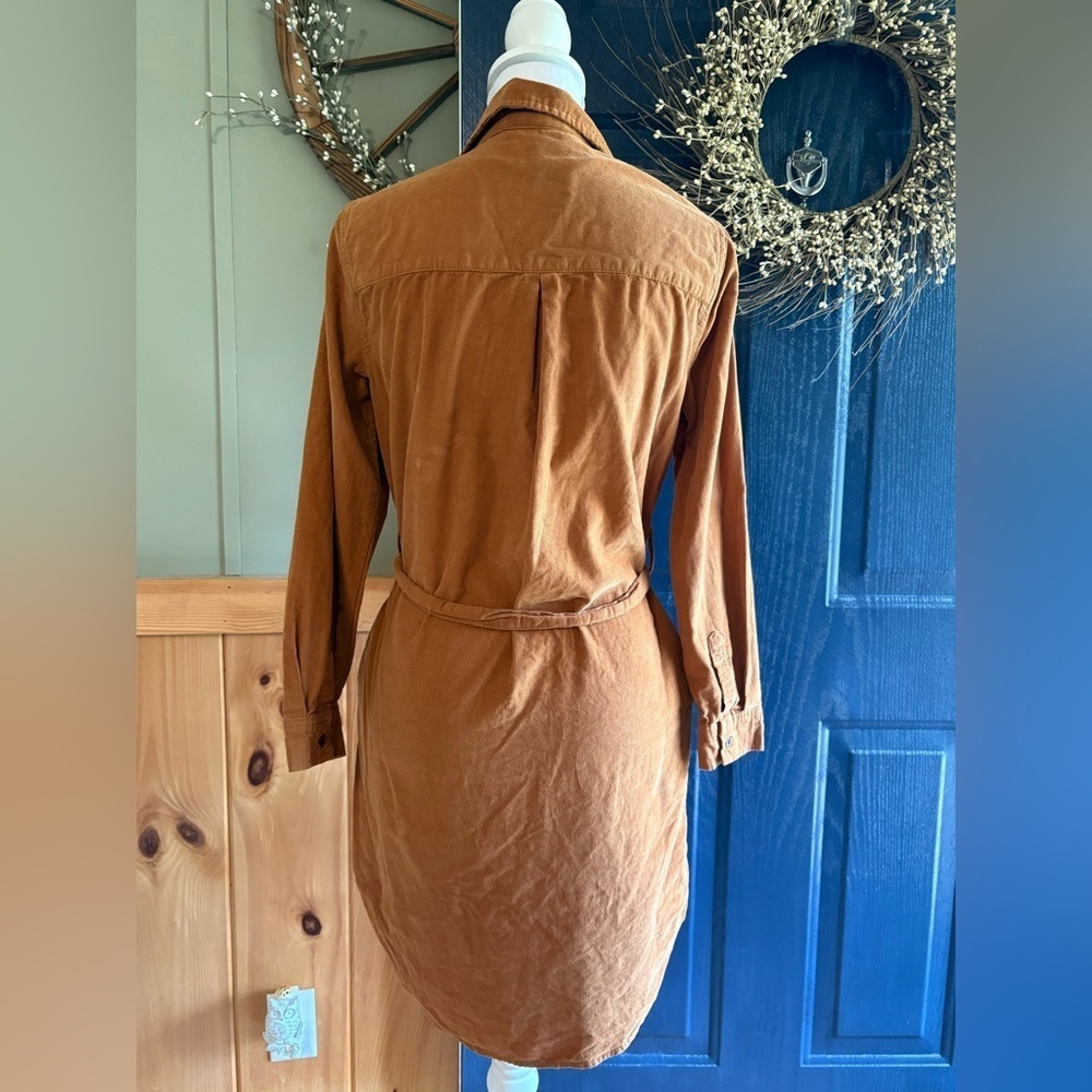 Lucky Brand Corduroy Brown Button-Up Belted Dress w/Pockets size XS - Picture 14 of 15